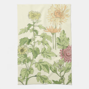 Vintage Art Nouveau, Chrysanthemen in einem Garten Geschirrtuch