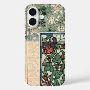 Vintage Art Nouveau, Columbine Aquilegia Blumen iPhone 16 Hülle