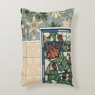 Vintage Art Nouveau, Columbine Aquilegia Blumen Dekokissen
