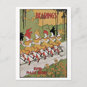 Vintage Art Nouveau Cover, Tandem-Fahrrad mit Kuge Postkarte
