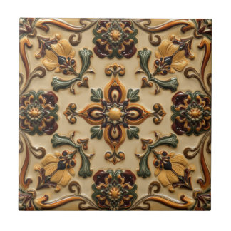 Vintage Art Nouveau Deco Majolika Blumen Craftsman Fliese
