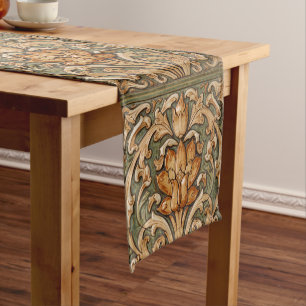 Vintage Art Nouveau Deco Majolika Blumen Craftsman Kurzer Tischläufer
