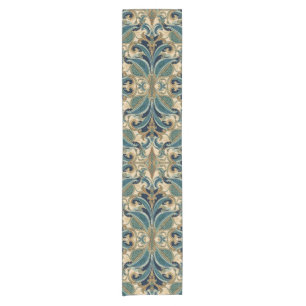 Vintage Art Nouveau Deco Majolika Blumen Craftsman Kurzer Tischläufer