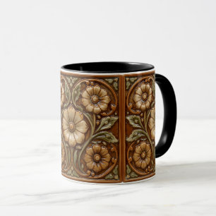 Vintage Art Nouveau Deco Majolika Blumen Craftsman Tasse