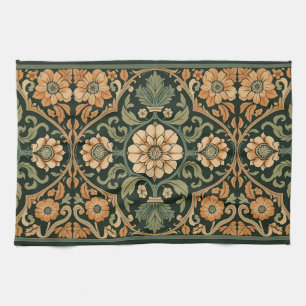 Vintage Art Nouveau Deco Majolika Blumen Handwerks Geschirrtuch