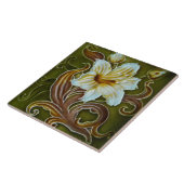 Vintage Art Nouveau Deco Majolika Blumen Kunsthand Fliese (Seite)