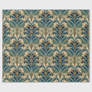 Vintage Art Nouveau Deco Majolika Blumenkunst Hand Geschenkpapier