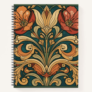 Vintage Art Nouveau Deco Majolika Blumenkunst Hand Notizblock