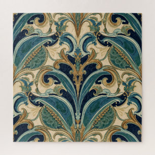 Vintage Art Nouveau Deco Majolika Blumenkunsthandw Puzzle