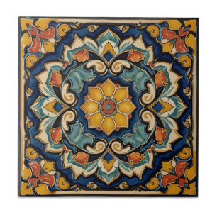 Vintage Art Nouveau Deco Majolika Floral Craftsman Fliese