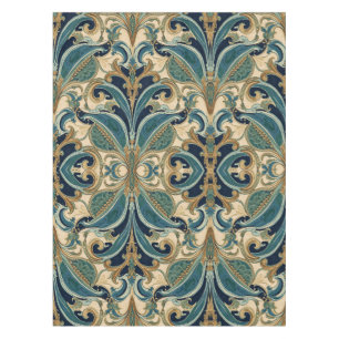 Vintage Art Nouveau Deco Majolika Floral Kunsthand Tischdecke