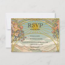 Vintage Art Nouveau Deco Natur Hochzeitsmahlzeit
