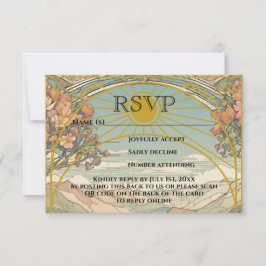 Vintage Art Nouveau Deko QR Code Wedding Website RSVP Karte