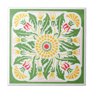 Vintage-Art-Nouveau-Distelblumen-Design Fliese