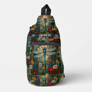 Vintage Art Nouveau Dragonfly boho Monogramm Crossbody Bag