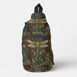Vintage Art Nouveau Dragonfly boho Monogramm Crossbody Bag
