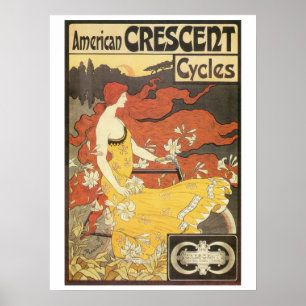 Vintage Art Nouveau Fahrräder Anzeige Poster