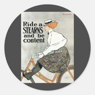 Vintage Art Nouveau, Fahrt auf Sterns Bicycles Fah Runder Aufkleber
