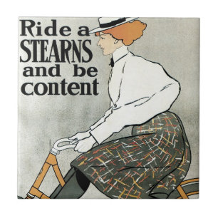 Vintage Art Nouveau, Fahrt auf Sterns Fahrrädern Fliese