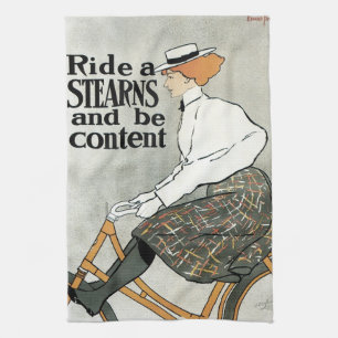 Vintage Art Nouveau, Fahrt auf Sterns Fahrrädern Geschirrtuch