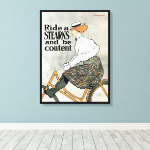 Vintage Art Nouveau, Fahrt auf Sterns Fahrrädern Leinwanddruck