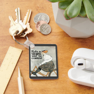 Vintage Art Nouveau, Fahrt auf Sterns Fahrrädern Schlüsselanhänger