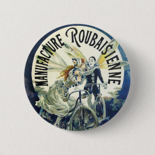 Vintage Art Nouveau Feen, Pierrot Fahrrad Mond Button