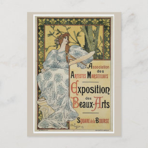 Vintage Art Nouveau Feinkunstaustellung Postkarte