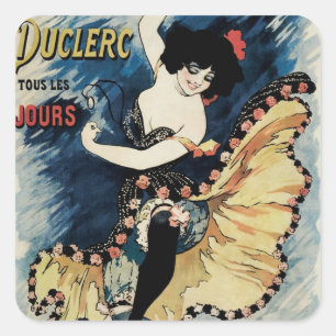 Vintage Art Nouveau Flamenco-Tänzerin, Ambassadeur Quadratischer Aufkleber