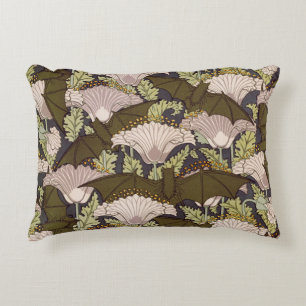Vintage Art Nouveau Fledermaus und Mohn Blumenmust Dekokissen