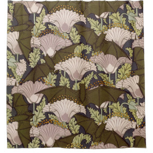 Vintage Art Nouveau Fledermaus und Mohn Blumenmust Duschvorhang