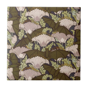 Vintage Art Nouveau Fledermaus und Mohn Blumenmust Fliese