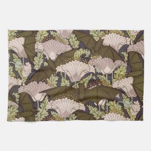 Vintage Art Nouveau Fledermaus und Mohn Blumenmust Geschirrtuch