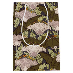 Vintage Art Nouveau Fledermaus und Mohn Blumenmust Mittlere Geschenktüte