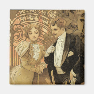 Vintage Art Nouveau Flirt Biscuits, Alphonse Mucha Magnet