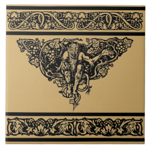Vintage Art Nouveau Floral Faun Fliese