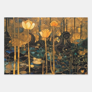 Vintage Art Nouveau Floral Geschenkpapier Set