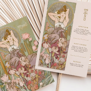 Vintage Art Nouveau Floral Göttin Menükarte Einladung