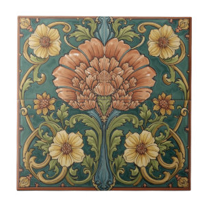 Vintage Art Nouveau Floral Handwerkskunst Fliese