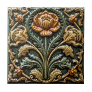Vintage Art Nouveau Floral Handwerkskunst Fliese
