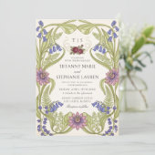 Vintage Art Nouveau Floral Wedding Invitation Einladung (Stehend Vorderseite)