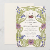 Vintage Art Nouveau Floral Wedding Invitation Einladung (Vorne/Hinten)