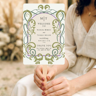 Vintage Art Nouveau Florales Hochzeitsprogramm Fächer