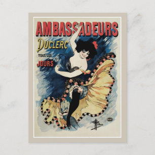 Vintage Art Nouveau französischer Cancan-Tanz Werb Postkarte