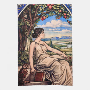 Vintage Art Nouveau Frau beim Lesen unter einem Ba Geschirrtuch