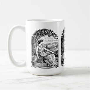 Vintage Art Nouveau Frau beim Lesen unter einem Ba Kaffeetasse