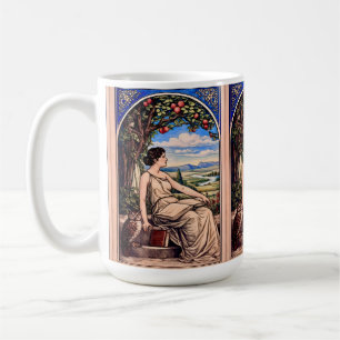 Vintage Art Nouveau Frau beim Lesen unter einem Ba Kaffeetasse