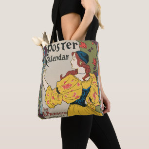 Vintage-Art-Nouveau-Frau-Gelbes-Kleid-Plakat Tasche