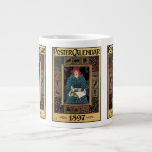Vintage Art Nouveau, Frau liest Astrologie-Buch Jumbo-Tasse