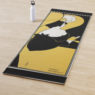 Vintage Art Nouveau, Frau liest ein gelbes Buch Yogamatte